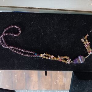 Purple and Gold Beaded Necklace